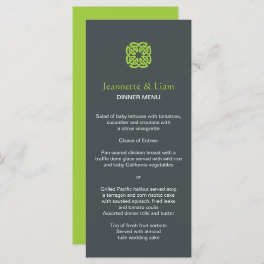 Moderne Keltische Knoop Trouwmenu Menu (Voorkant / Achterkant)