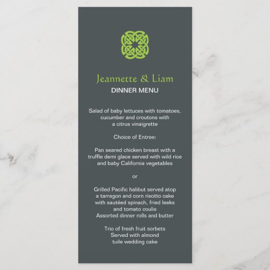 Moderne Keltische Knoop Trouwmenu Menu (Voorkant)