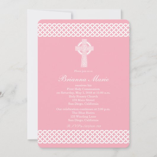 Moderne Keltische Kruis Communie Uitnodiging voor  (Voorkant)