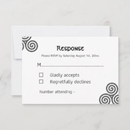 Moderne Keltische symbolen en gebladerte op wit RSVP Kaartje