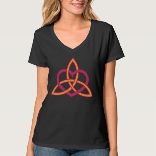 Moderne Keltische Triquetra in Perzik en Roze T-shirt (Voorkant)