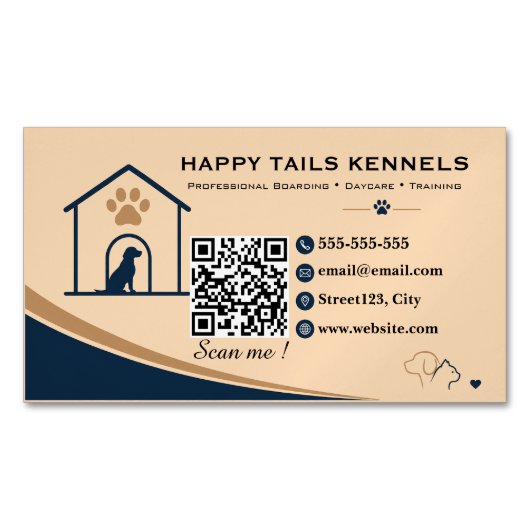 Moderne Kennel QR-code Magnetisch Visitekaartje (Voorkant)
