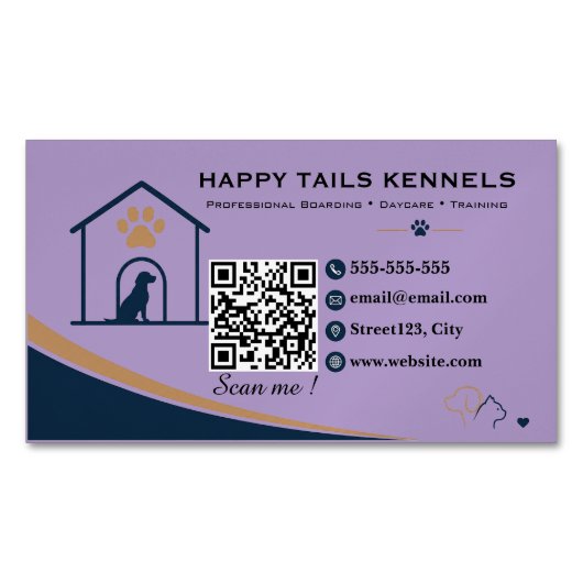 Moderne Kennel QR-code Magnetisch Visitekaartje (Voorkant)