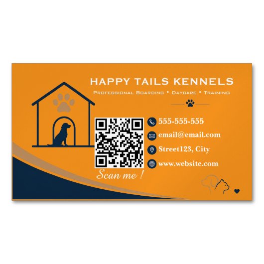 Moderne Kennel QR-code Magnetisch Visitekaartje (Voorkant)