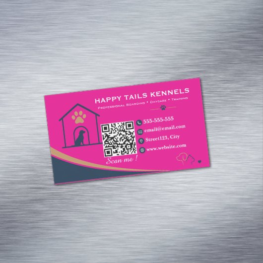 Moderne Kennel QR-code Magnetisch Visitekaartje (Voorbeeld)