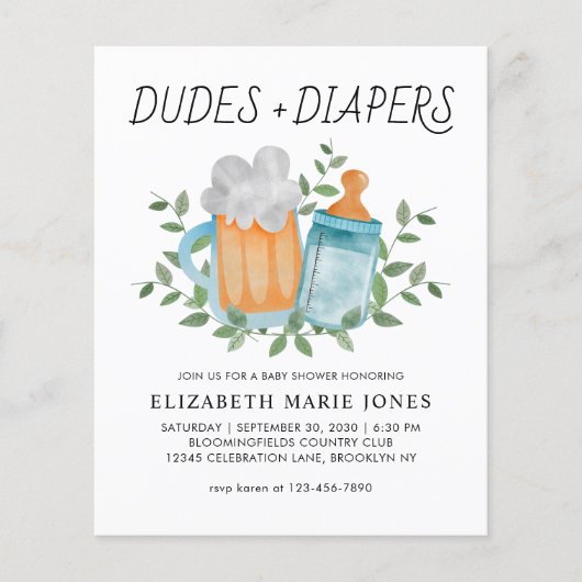 Moderne kerels en luiers Bierfles Baby Shower (Voorkant)