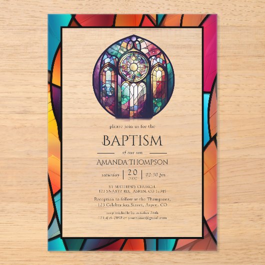 Moderne kerkdoop, toewijding of doop acryl uitnodigingen (Voorkant)