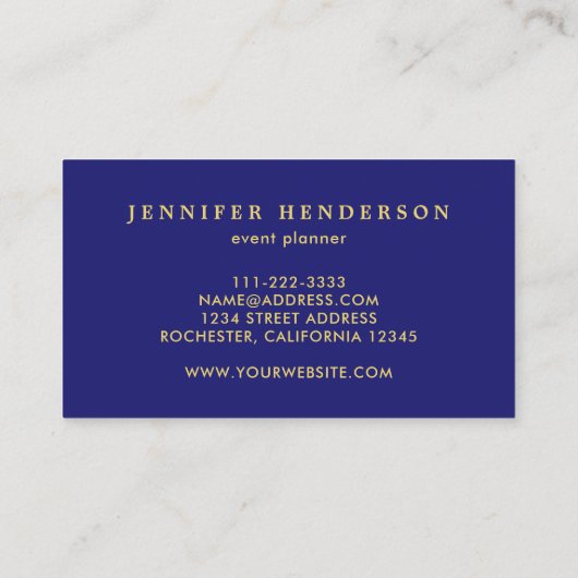 Moderne kernij-blauw goudberoeps visitekaartje (Achterkant)