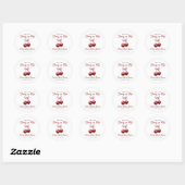 Moderne Kers Op Roze Strik Bruidsdouche Ronde Sticker (Vel)