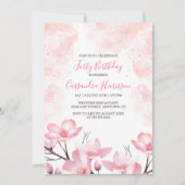 Moderne kersenbloesem bloem roze plons verjaardag kaart (Voorkant)