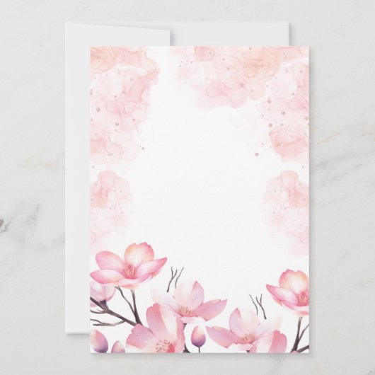 Moderne kersenbloesem bloem roze plons verjaardag kaart (Achterkant)