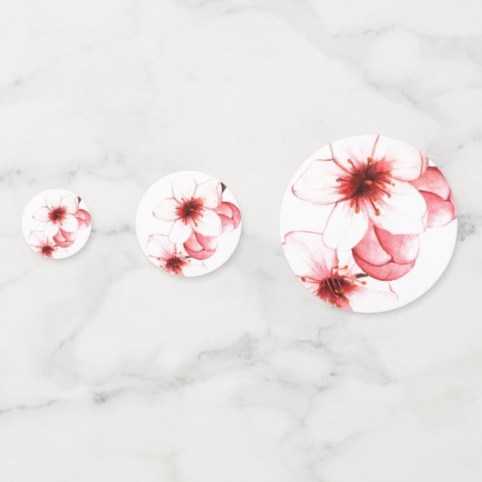 Moderne kersenbloesem bruiloft confetti (Achterkanten)