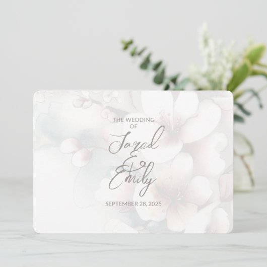 Moderne Kersenbloesem Huwelijksuitnodiging QR Code Kaart (Staand voorkant)