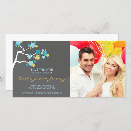 Moderne Kersenbloesem Liefdesparen Bewaar De Datum Save The Date (Voorkant / Achterkant)