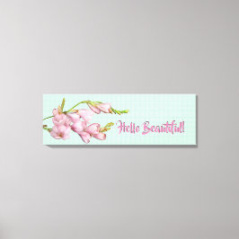 Moderne Kersenbloesems Mintgroen Hallo Schoonheid! Canvas Afdruk