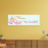 Moderne Kersenbloesems Mintgroen Hallo Schoonheid! Canvas Afdruk (Insitu (Woonkamer))