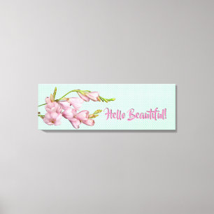 Moderne Kersenbloesems Mintgroen Hallo Schoonheid! Canvas Afdruk