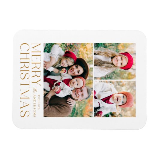 Moderne Kerst 3 Fotocollage Magneet (Horizontaal)
