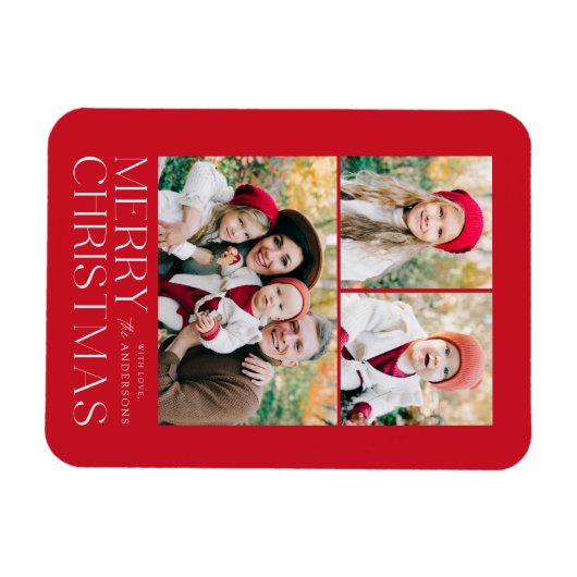 Moderne Kerst 3 Fotocollage Magneet (Horizontaal)