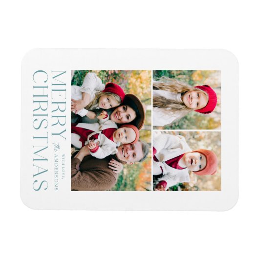 Moderne Kerst 3 Fotocollage Magneet (Horizontaal)