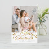 Moderne Kerst 4-begroeting met Merry Feestdagenkaart (Staand voorkant)