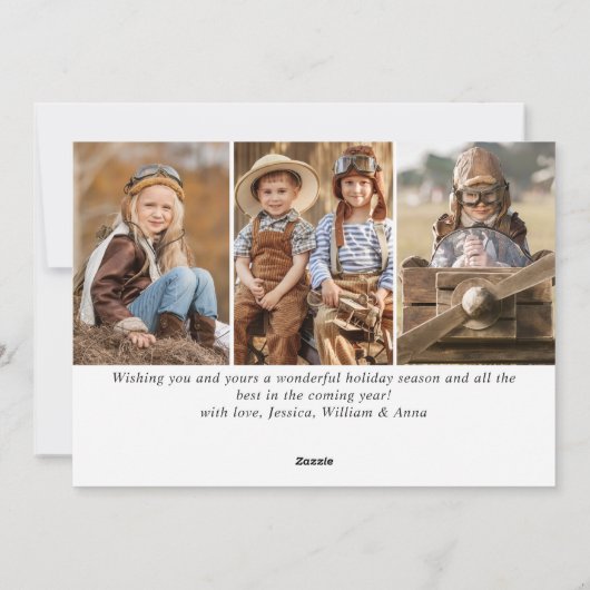 Moderne Kerst 4 FOTO Vrede op Aarde Feestdagenkaart (Achterkant)