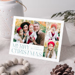 Moderne Kerst 4 Fotocollage Feestdagen Kaart<br><div class="desc">Eenvoudige en elegante vakantiekaart met een 3 foto-collage aan de voorzijde, met "prettige kerstdagen", die in een blauw, modern, vorstblauw wordt getoond. Pas de voorzijde van de kaart aan door uw foto's en naam toe te voegen. De binnenkant van de kaart kenmerkt ruimte voor uw getypt of handgeschreven persoonlijk bericht....</div>