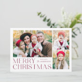 Moderne Kerst 4 Fotocollage Feestdagenkaart (Staand voorkant)