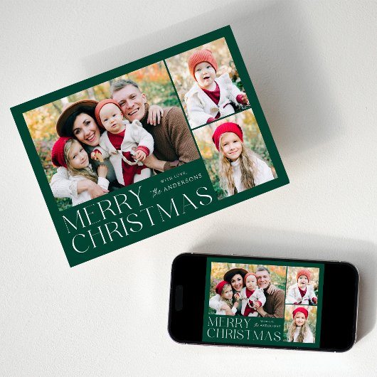 Moderne Kerst 4 Fotocollage Feestdagenkaart
