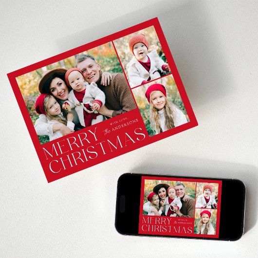Moderne Kerst 4 Fotocollage Feestdagenkaart