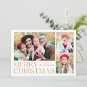 Moderne Kerst 4 Fotocollage Feestdagenkaart (Staand voorkant)