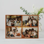 Moderne Kerst 4 Fotocollage Folie Feestdagenkaart (Staand Voorkant)