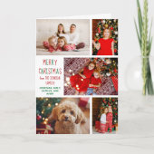 Moderne Kerst 5 Foto Collage Rood Groen Gevouwen Feestdagen Kaart (Voorkant)