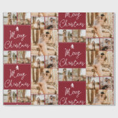 Moderne kerst 5 foto's collage raster rood cadeaupapier (Vlak)