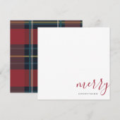 Moderne Kerst Alles Vakantie Rood en Blauw Geruit Notitiekaartje (Voorkant / Achterkant)