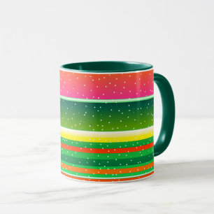Moderne Kerst artistiek gestreept patroon mok