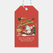Moderne Kerst Baby zwangerschapsaankondiging Cadeaulabel (Achterkant)