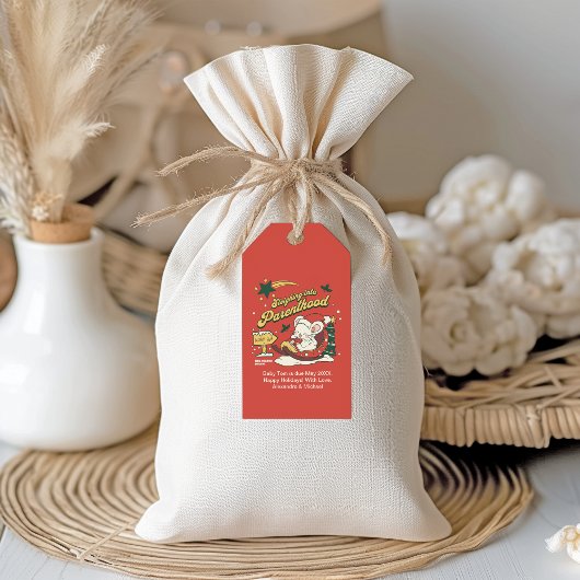 Moderne Kerst Baby zwangerschapsaankondiging Cadeaulabel