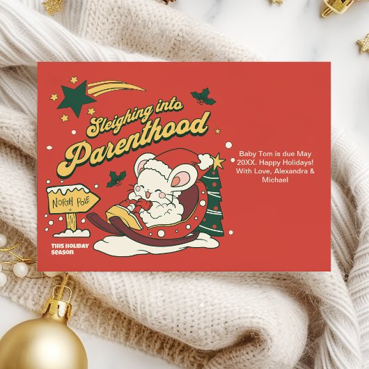 Moderne Kerst Baby zwangerschapsaankondiging Feestdagenkaart