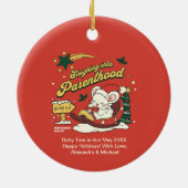 Moderne Kerst Baby zwangerschapsaankondiging Keramisch Ornament (Achterkant)