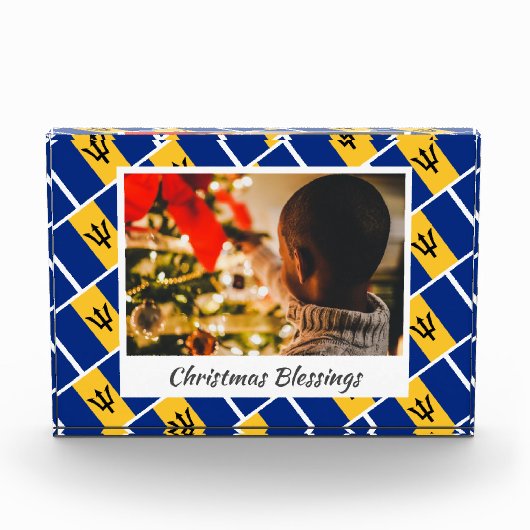 Moderne kerst BARBADOS Gepersonaliseerd Keepsake Fotoblokken (Voorkant)