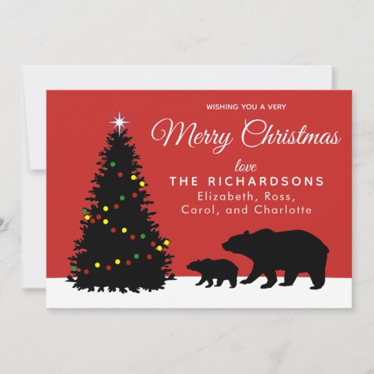 Moderne kerst Beren Feestdagenkaart (Voorkant)