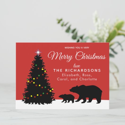 Moderne kerst Beren Feestdagenkaart (Staand voorkant)
