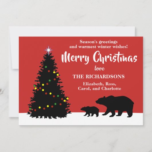 Moderne kerst Beren Feestdagenkaart (Voorkant)