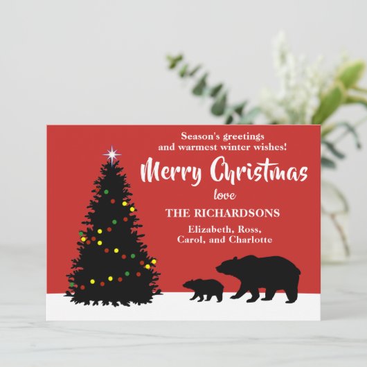 Moderne kerst Beren Feestdagenkaart (Staand voorkant)