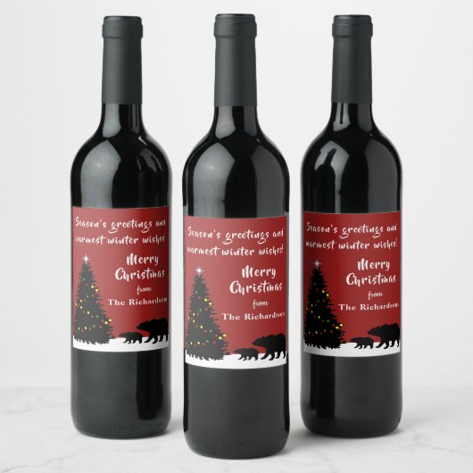 Moderne kerst Beren Wijn Etiket (Flessen)