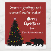 Moderne kerst Beren Wijn Etiket (Enkel label)