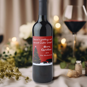 Moderne kerst Beren Wijn Etiket