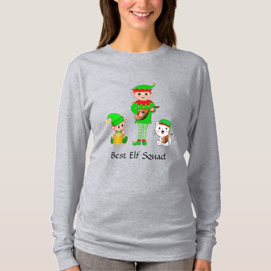 Moderne Kerst Beste Elf Team T-shirt (Voorkant)