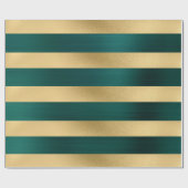 Moderne Kerst Blauwgroen Gouden Streep Patroon Cadeaupapier (Vlak)